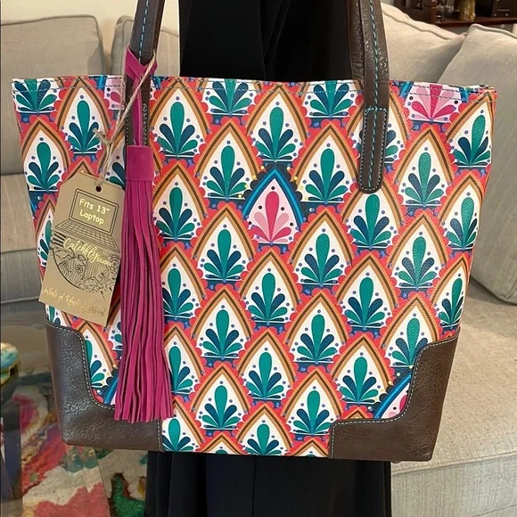 Catchfly Art Deco Tote Bag with Laptop Pocket