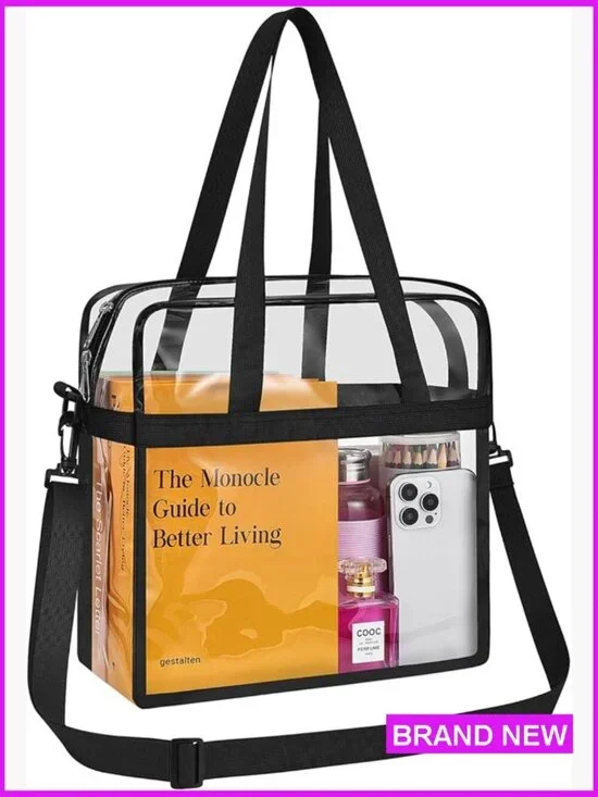 Clear Tote Bag Stadium Approved Crossbody Shoulder Strap Large Capacity PVC