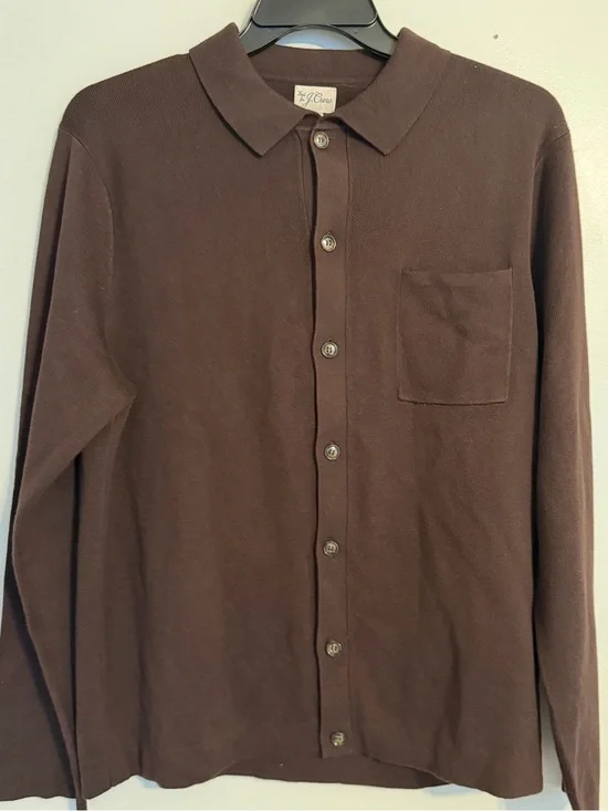 J.Crew Brown Cotton Knit Button Cardigan Sweater Men’s Medium Quiet Luxury