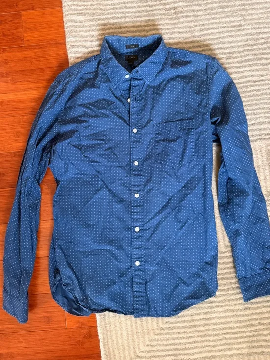 J. Crew Navy Dot-Print Button-Down Shirt