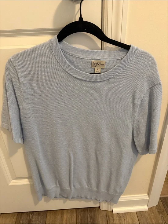 J. Crew Pale Blue Short Sleeve Knit Sweater