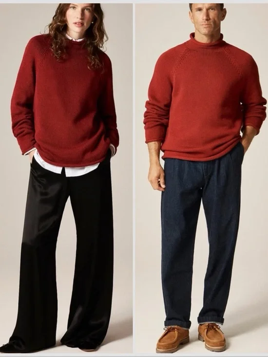 NWT J. Crew 1988 Rollneck Sweater Red Ochre Men’s Knit Cotton Sz XS $98 BW186