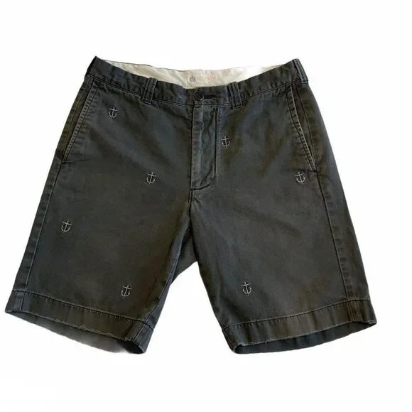 J. Crew Anchor Pattern Flat Front Shorts Men’s Size 30 Grey‎ Chino Shorts