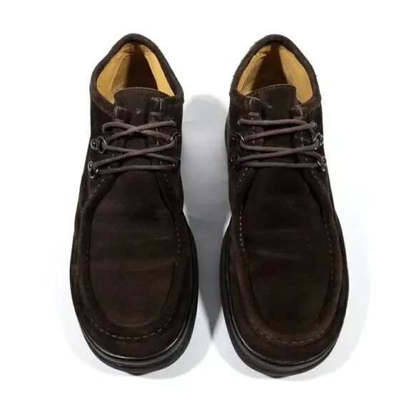 J CREW English Dark Brown Suede Leather Moc Toe Low Top Lace Up Boots Mens 10.5