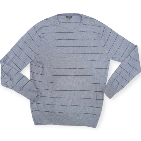 J.Crew Marina Wool Striped blue Base Layer lightweight sweater Men's Size Medium