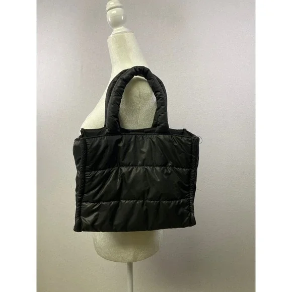 LD‎ Tote Bag Black Puffer Quilted Top Handle Crossbody Shoulder Bag