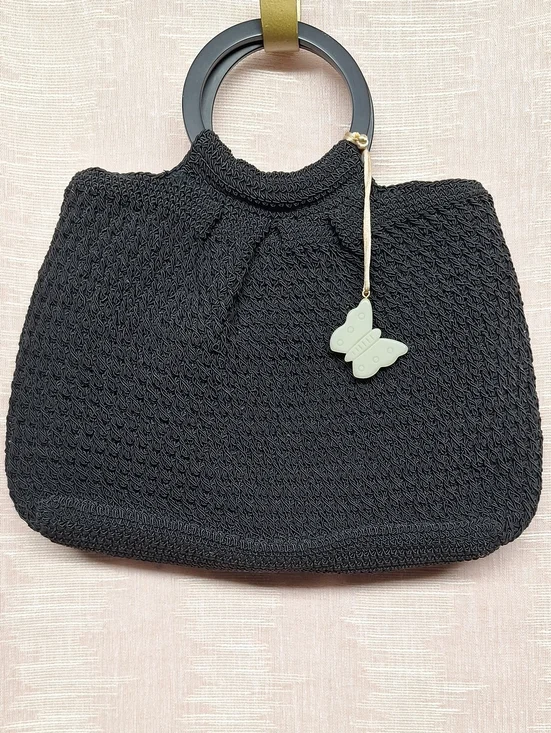 Liz Claiborne Black Crochet Tote with Round Handles