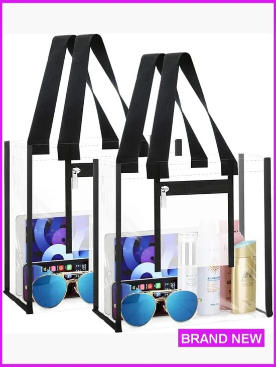 Clear Stadium Approved Tote Bag Set for Concerts & Sports Events, Waterproof PVC