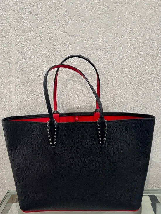 Christian Louboutin Cabata Calfskin Leather Tote with Red Interior