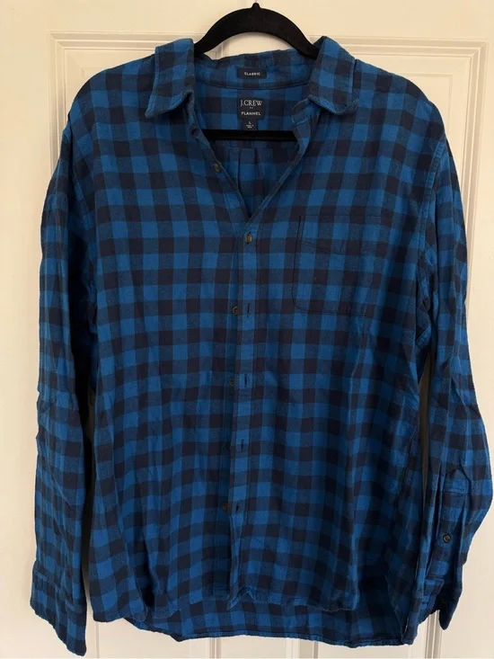 J. Crew Men’s Blue and Black Flannel Shirt