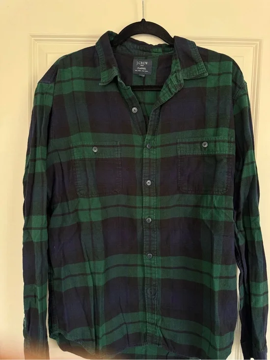 J. Crew Green and Navy Flannel Shirt