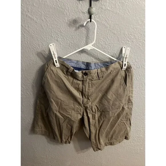 J Crew Club Shorts Men's 34W‎ FlatFront Brown Chino Shorts Inseam 10 Inch…