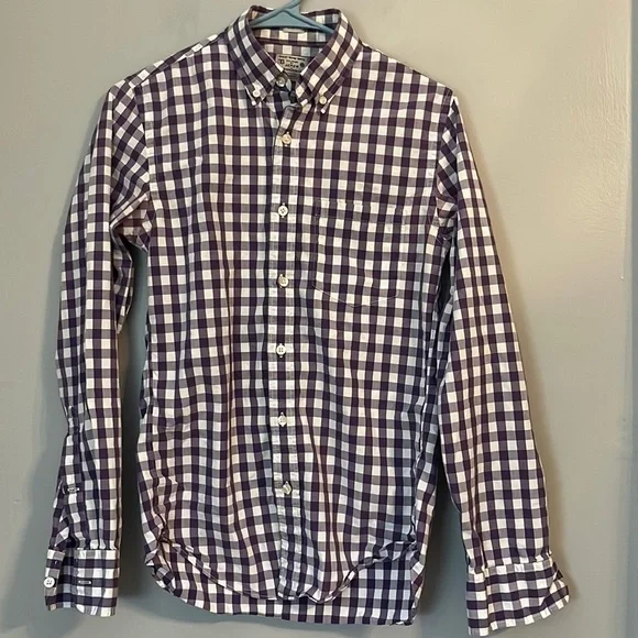 J. Crew Men's Purple Long Sleeve Button Down Slim Washed Shirt Size XS