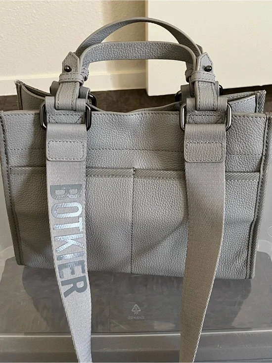 Botkier Gray Leather Bag with Branded Strap