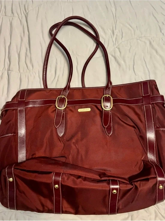 Coakley Burgundy Tote Bag with Leather Trim