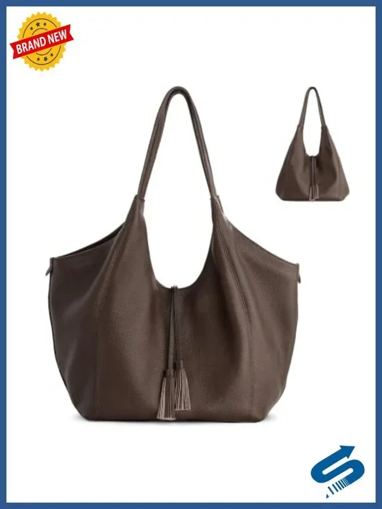 Genuine Leather Slouchy 2-in-1 Convertible Tote Hobo Shoulder Bag
