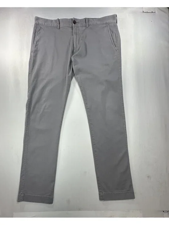 J Crew Flat Front Slim Fit Flex Chinos Gray Mens 35/32