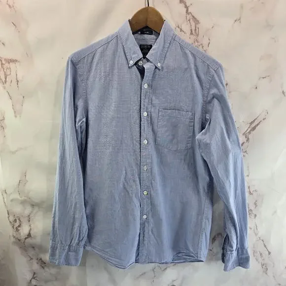 J Crew Shirt Mens Small Blue Button Down Long Sleeve Slim Flex Washed