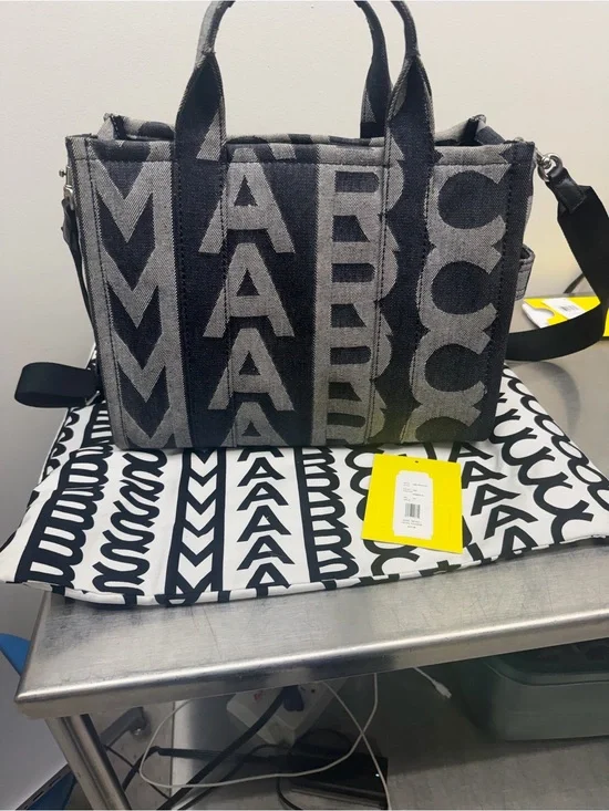 Marc Jacobs Black & Gray Logo Jacquard Tote