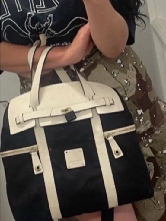 henri bendel Black and Cream Convertible Tote Backpack