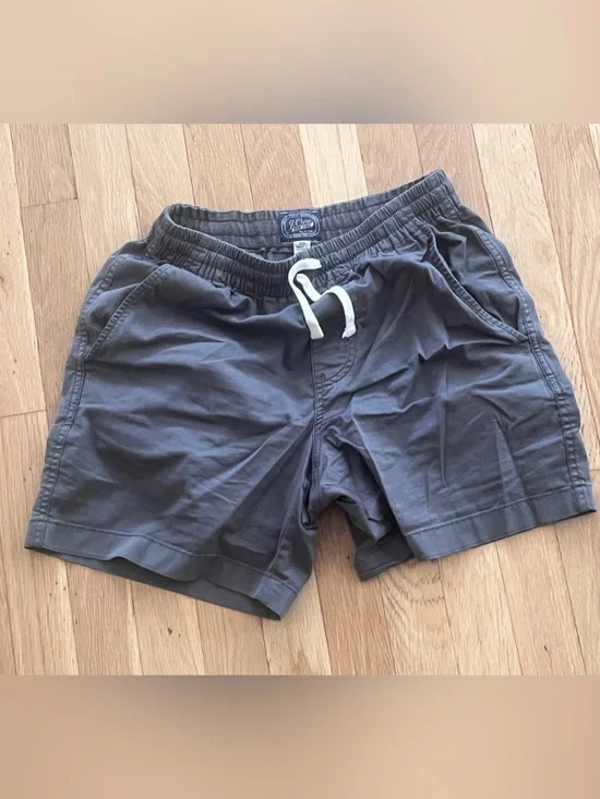 J. Crew Men's Charcoal Elastic Waist Drawstring Cotton Shorts 6 inch