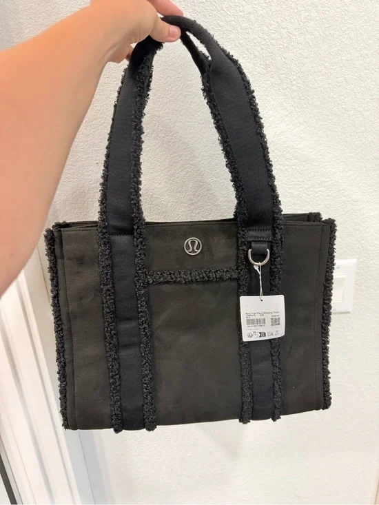 lululemon athletica Black Canvas Tote with Frayed Trim