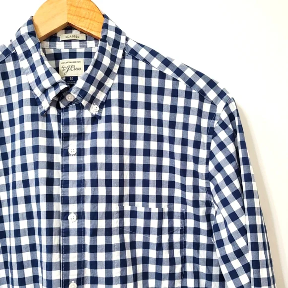 J. Crew Long Sleeve Button Down Shirt Blue Plaid Mens Medium
