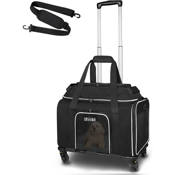 Petskd Rolling Pet Carrier – Expandable,‎ Airline Approved, Soft-Sided