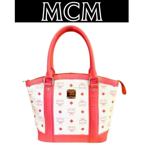 MCM Princess White & Pink Tote Bag, EUC
