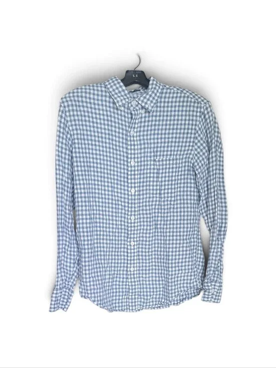 J. Crew Slim Baird McNutt Irish Linen Teal White Button-Down Shirt  Size M