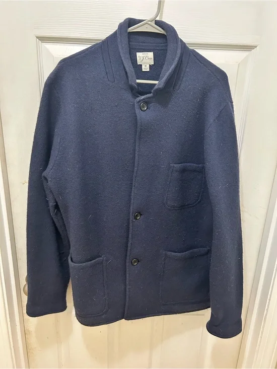 J. Crew Dark Navy Merino Wool Shawl-Collar Cardigan