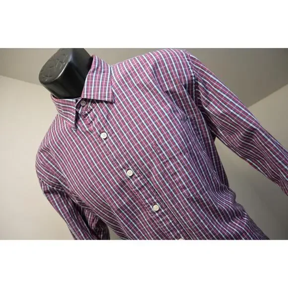 J Crew Dress Shirt Plaid Long Sleeve Casual Button Up Mens‎ Large