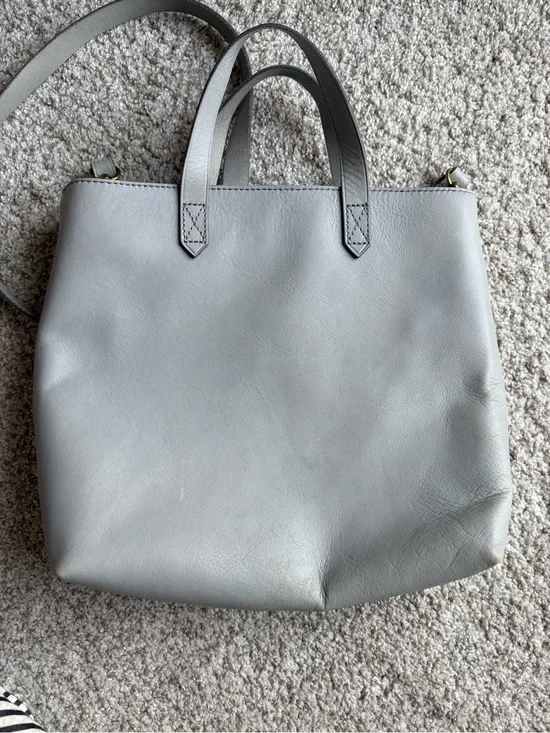 Madewell Light Gray Leather Tote Bag