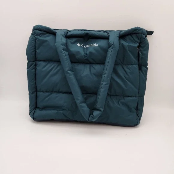 Columbia Pike Lake Puffy Tote Bag Unisex OS Teal Quilted Insulated Puffer Bag