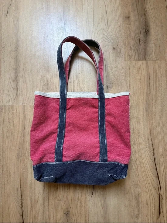 Vintage Two-Tone Red Boat & Tote Bag with Navy Trim