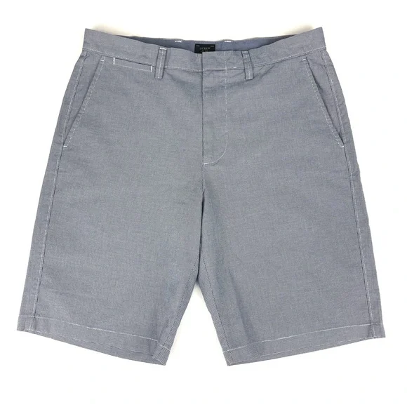 J. Crew 10.5” Club Flat Front Shorts Blue and White Check Pattern 100% Cotton