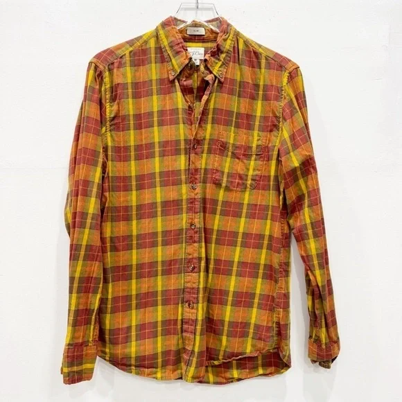 J. Crew Men’s Slim Brushed Twill Shirt Long Sleeve Long Sleeve Medium Cotton