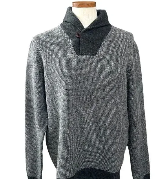 J Crew 100% Wool Pullover Sweater SIZE L  Shawl Collar Preppy Academia Autumn