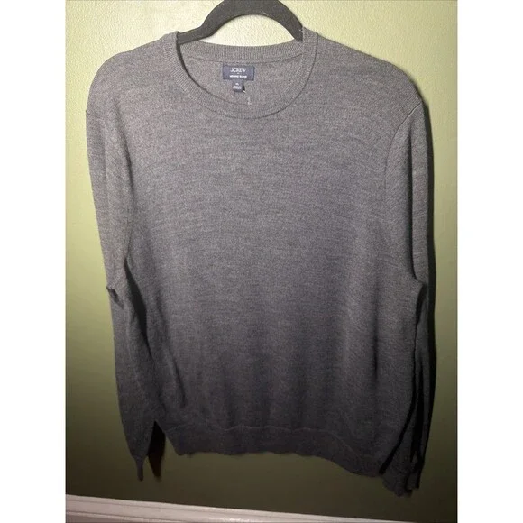 NWOT J Crew Merino Blend Sweater Mens XL Black Minimal Preppy Classic Crewneck