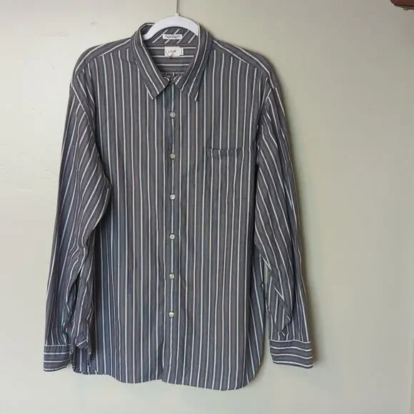 J. Crew‎ Men's 80s 2 Ply Striped Button Up Dress Shirt Size XL