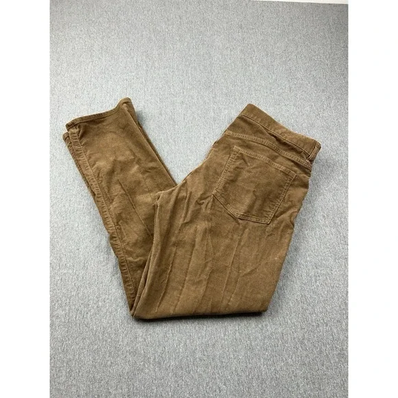 J Crew 770 Straight‎ Corduroy Pants Men's 35x32 Brown Cotton Flat Front