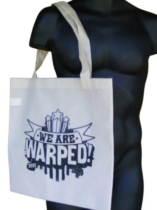 WE ARE WARPED 2011 Tote, FLAT!! Beige & Black