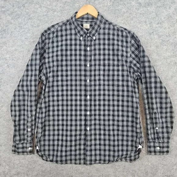 J Crew Men's Gray Plaid Dress Shirt Size XL 17-17‎ 1/2 Button Down 100% Cotton