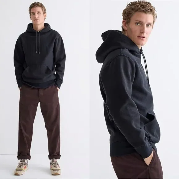 NWT J CREW TALL Heritage 14 oz. fleece hoodie in black