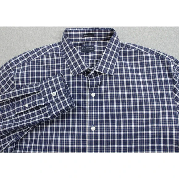 J‎ Crew Shirt Mens XL (17-17.5) Check Thompson Flex Wrinkle Free Cotton Blend