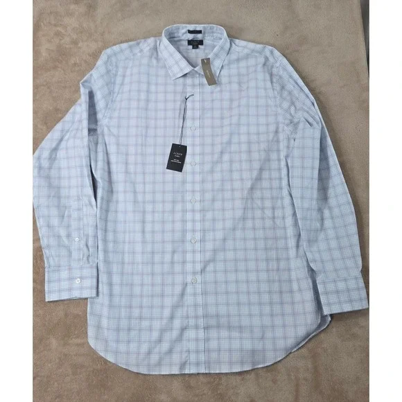 J. Crew Ludlow Dress Shirt Men 17/34 Blue Plaid Slim Fit AA836 L/S Button up NEW