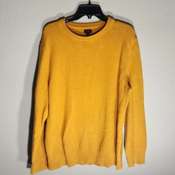 J Crew Sweater Waffle Knit Mens Size XL Golden Yellow