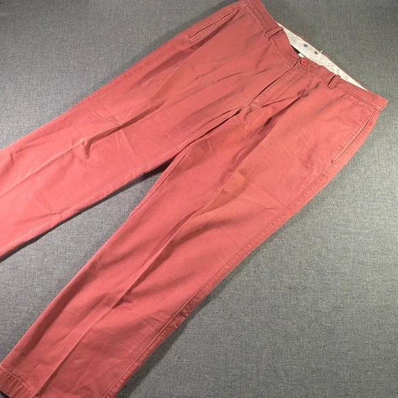 J.Crew Mens 36x30‎ Red Cotton Pleated Chino Pants Trousers Casual