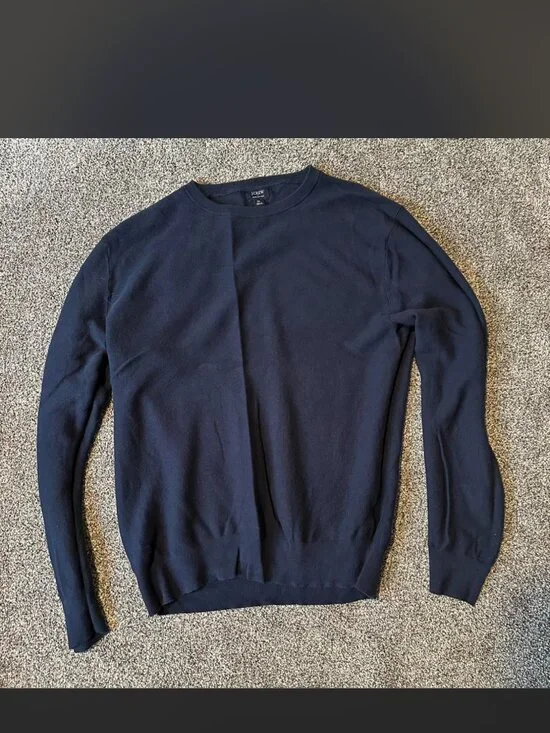 J.Crew Men's Navy and Black Jumper - M XL