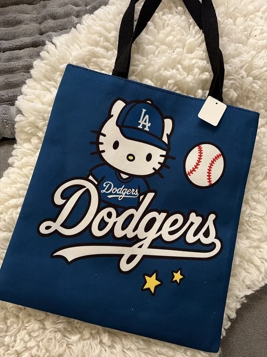 Los Angeles Dodgers Hello Kitty Blue Tote Bag